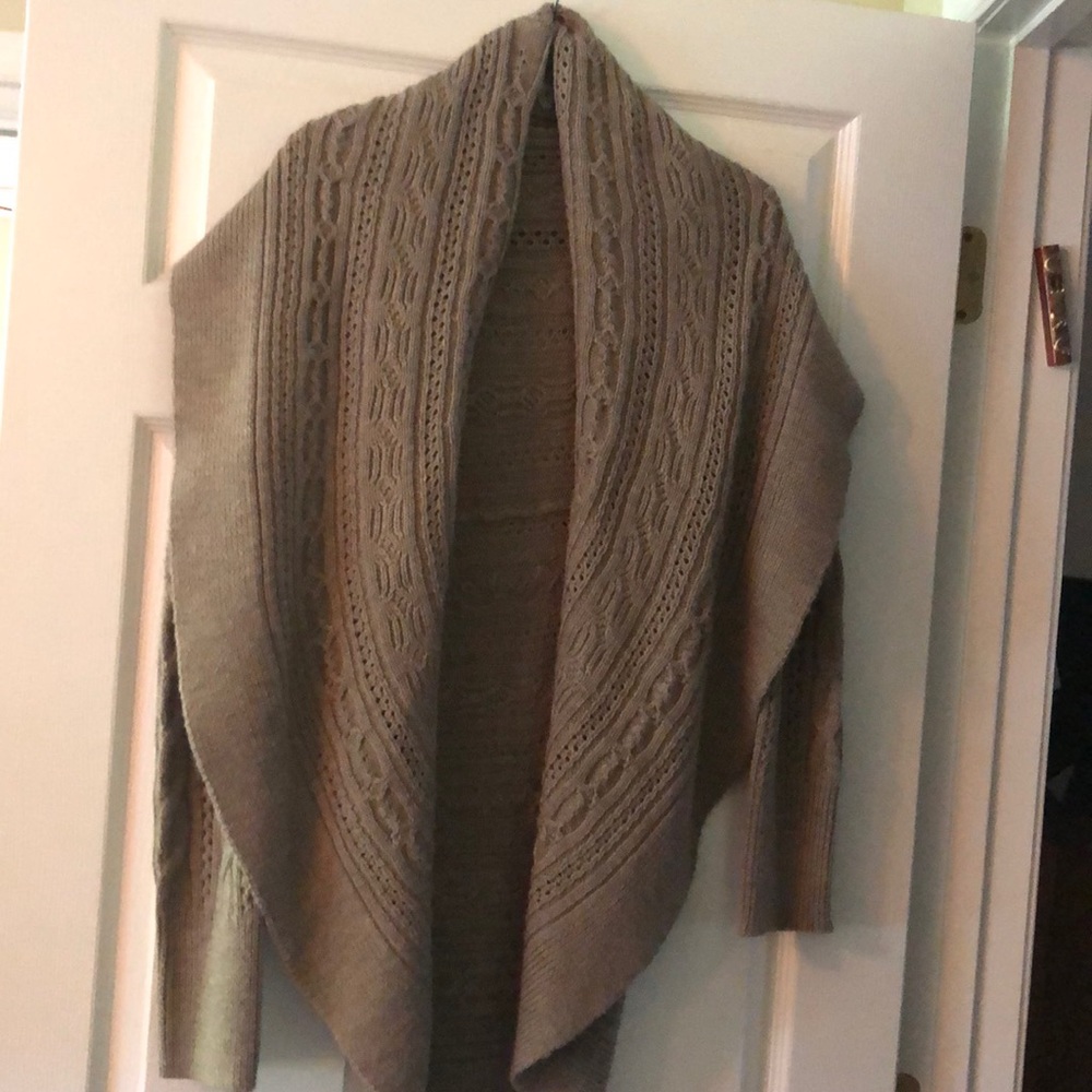 Beige shawl sweater
